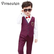 Boys Fashion Short Suits Vest Pants Set Kids Slim Fit 2pcs Suit Set For Boys Formal Classic Costume Wedding Birthday Party Suit