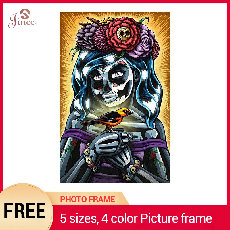 

Full square/round drill 5D Diy Diamond Painting 'sugar skull girl' 3D Diamond Embroidery Mosaic Rhinestone wall decor with frame