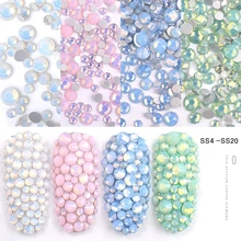 Разные размеры, SS4-SS20, опаловые Стразы для ногтей с плоским дном, цветные хрустальные стеклянные драгоценные камни для DIY, УФ-гель, 3D дизайн ногтей, украшения 031