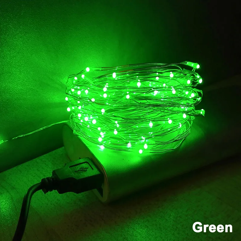 Светодиодный водонепроницаемый гирлянда 5 м 10 м праздничные ночные огни USB питание Наружное освещение год валентина день рождения свадьба настольная лампа - Испускаемый цвет: Зеленый
