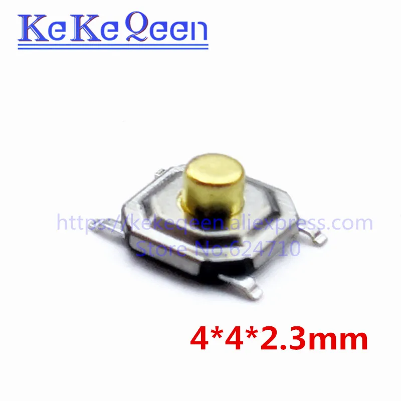 100 шт 4x4x2 3 мм Кнопка Переключатель медь H = 2 4*4*2 SMD Микропереключатель тактовый