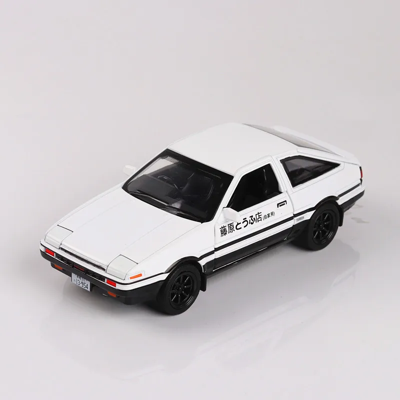 Начальный D Toyota AE86 1:28 Сплав модель автомобиля аниме мультфильм Форсаж с вытягиванием назад звуковой светильник литые под давлением Автомобили Модель мальчик игрушки - Цвет: White