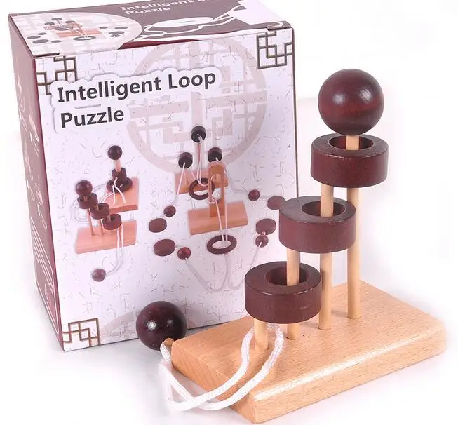 IQ Wooden String Puzzle Mind Brain Teaser Rope Puzzles Game Toys for