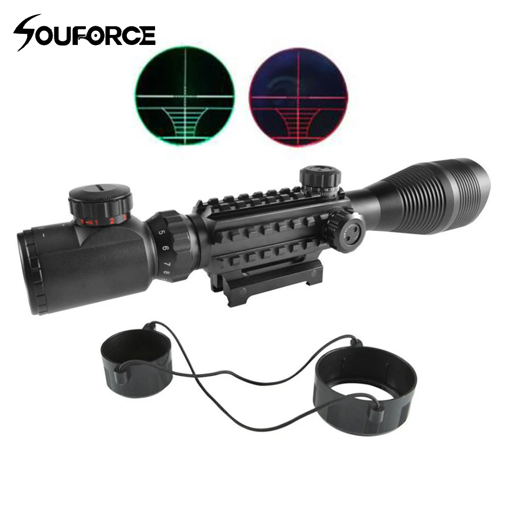 

Tactical 4-12X50EG Red and Green Illuminated Rifle Scope with 20mm Rails Mount 4 Reticle Sight for Hunting Airsoft