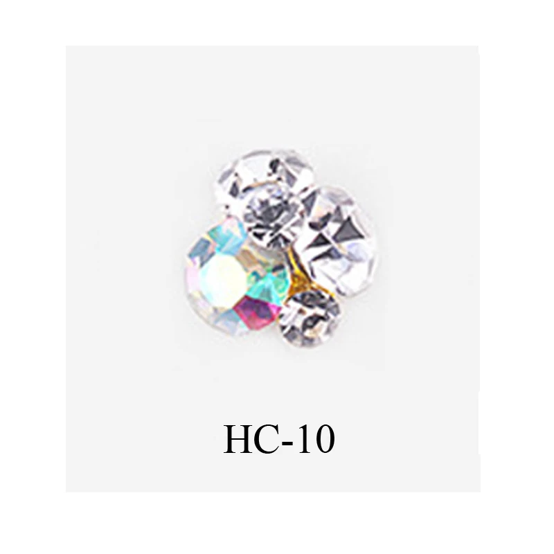 New 10pcs Crystal Bright Stones Nail Rhinestone Alloy Nail Art Decorations Glitter DIY 3D Nail Jewelry Pendant - Цвет: HC-10