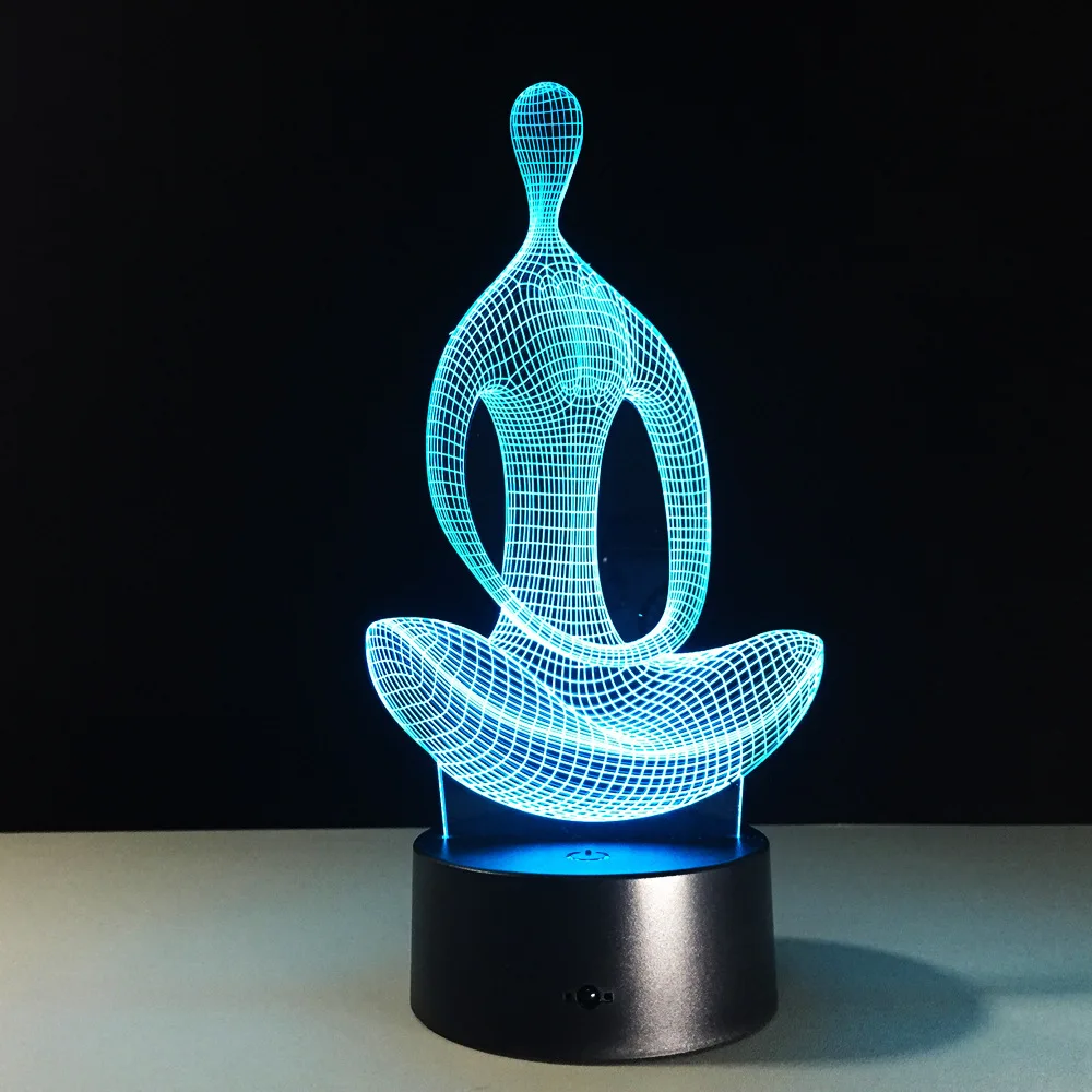 

Yoga 3d Light Stereo Vision Acrylic 7 Color Changing 3d Nightlight Meditation Of Acrylic Bedroom Novelty Usb Led Table Lamps
