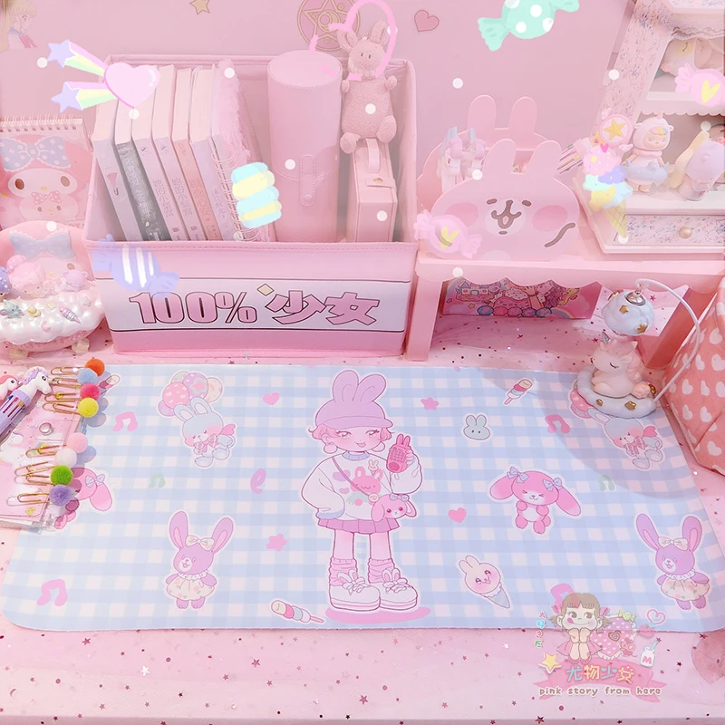 Goede 1 pc Japan Cartoon twin sterren melody anime desk mat sumikko grote polssteun pad muis PC bureau padmouse