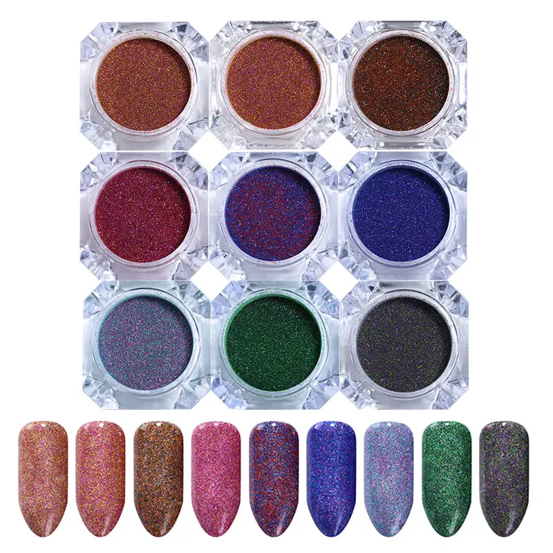 مليء بالنجوم بودرة لامعة للأظافر التصوير المجسم ليزر التألق الغبار مانيكير مسمار الفن زينة
