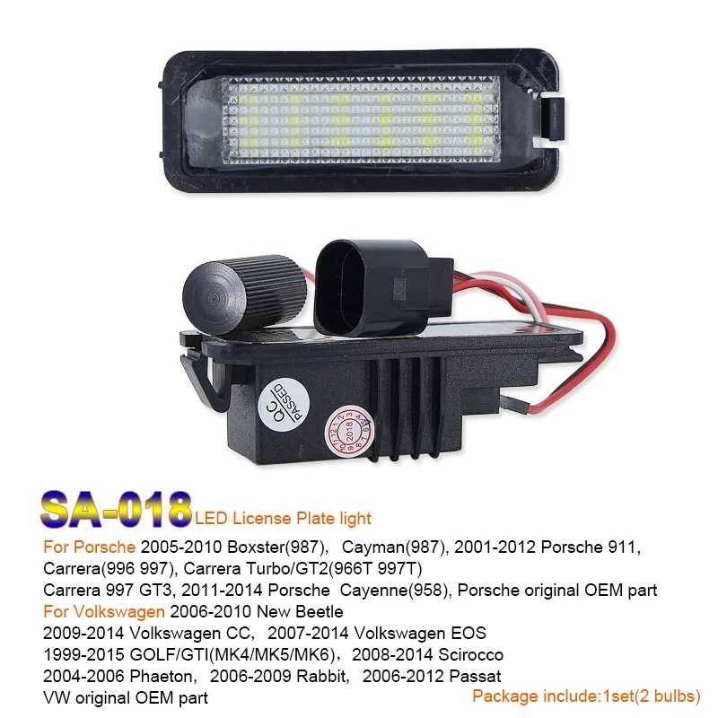 Ошибок 18SMD светодиодный номерной знак светильник база для VW Volkswagen EOS 2006~ GOLF 4/5/6/7 LUPO 1999~ 2006 Passat CC 2009