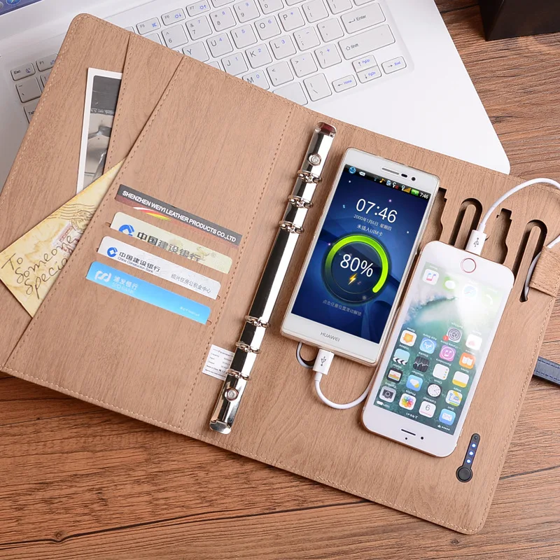 Business Leather Notebook & USB Flash Drives & Power Bank A5 Binder