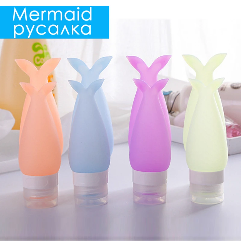 جديد المحمولة حورية البحر سيليكون الفرعية زجاجة الإكسسوارات المنزلية السفر دش هلام مستحلب الجرار الحمام موزع الصابون مستودعات التخزين
