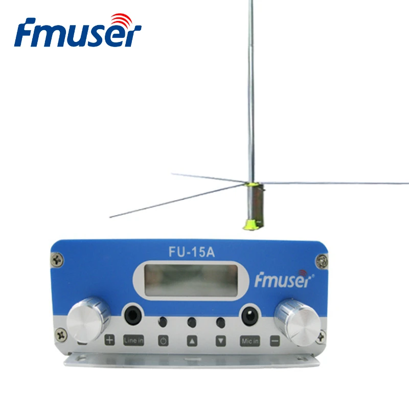 

FMUSER FU-15A 15W FM Radio Transmitter Long Range FM Broadcast Transmitter For Radio Station+GP200 1/2 Wave Antenna Kit CZE-15A