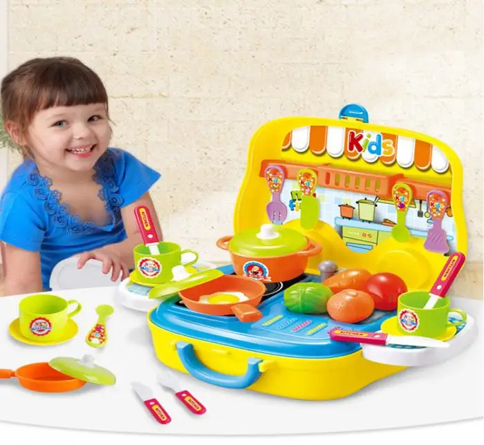 Дети ролевые игры игрушки набор Моделирование Кухонные принадлежности чемодан макияж медицинские приборы M09