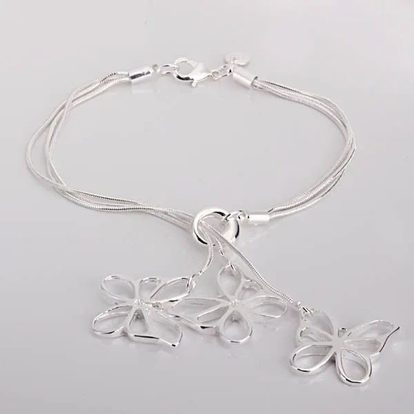 Fashion New Silver Plate Hollow Butterfly Bracelet...