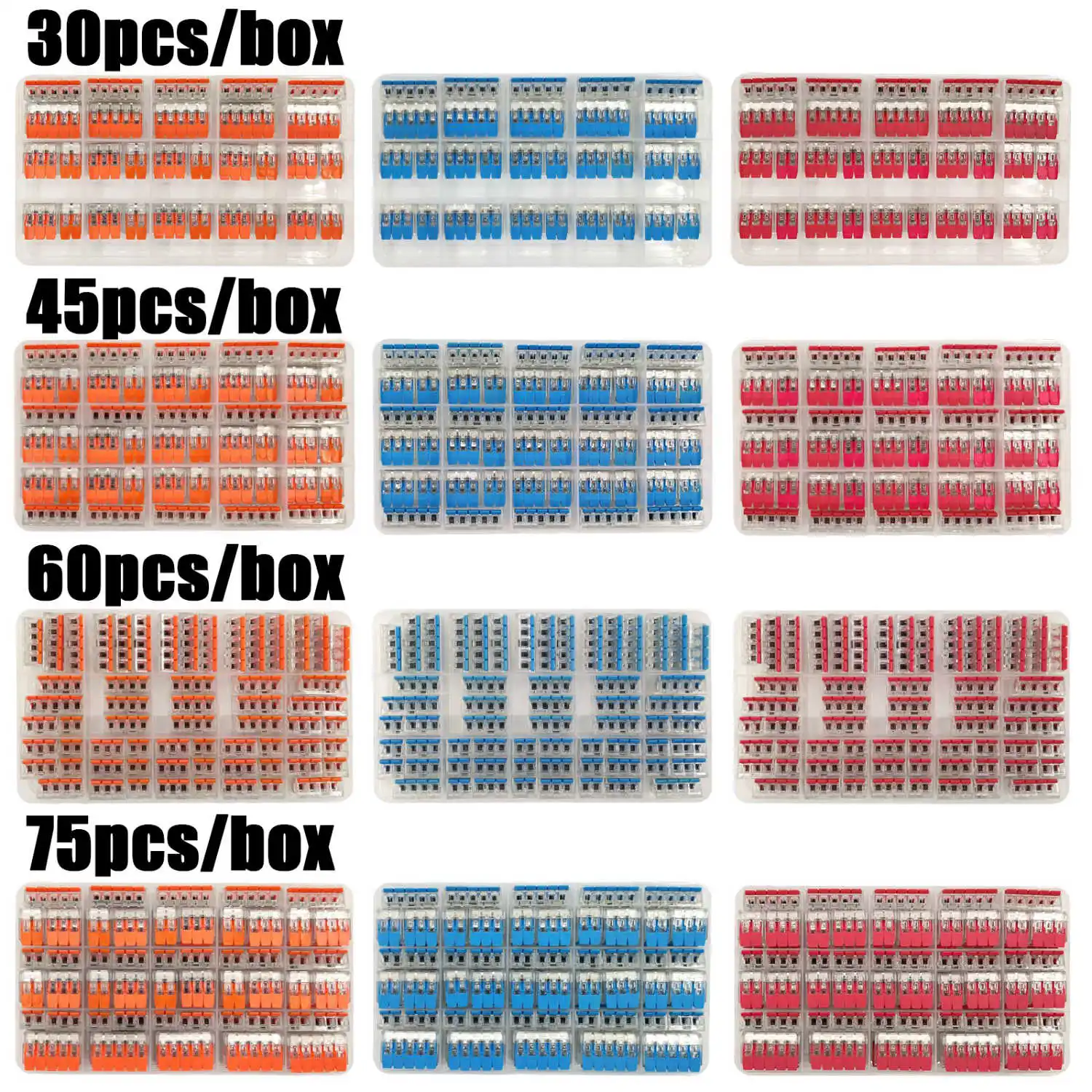 

Wago type wire connector boxed universal compact terminal block home lighting wire connector for indoor hybrid quick connector
