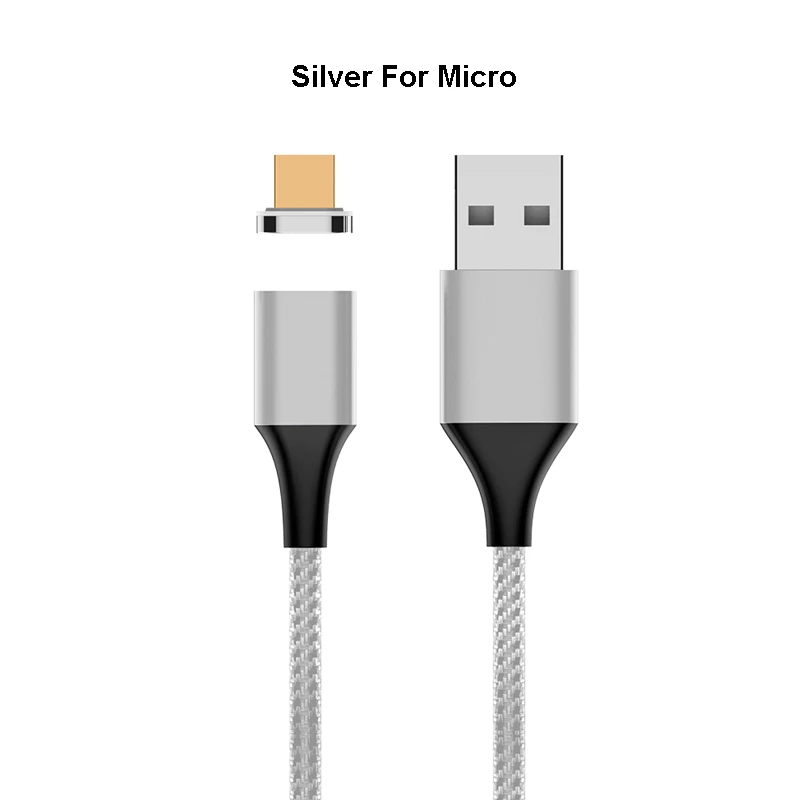 3A Магнитный кабель Micro Тип usb C кабель для быстрой зарядки и передачи данных для iPhone SAMSUNG S10+ S9 XIAOMI Mi9 QC3.0 светодиодный магнит Зарядное устройство провода - Тип штекера: Silver For Micro