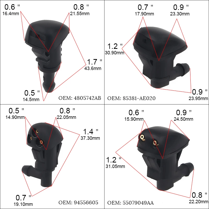 2 шт. Омыватель лобового стекла автомобилей дождь сопла 4 модели для Jeep Toyota Dodge Chrysler Chevrolet Cruze стеклоочиститель, аксессуары