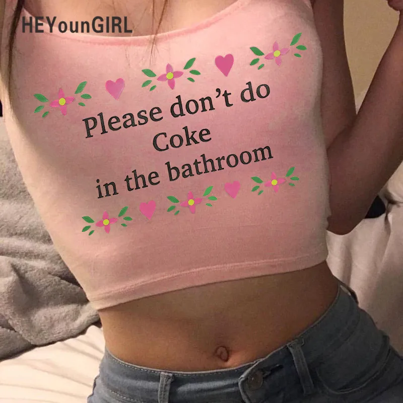 HEYounGIRL топ на бретелях с принтом, женские летние облегающие Короткие топы, обтягивающие сексуальные футболки, хлопковые уличные модные топы на бретельках