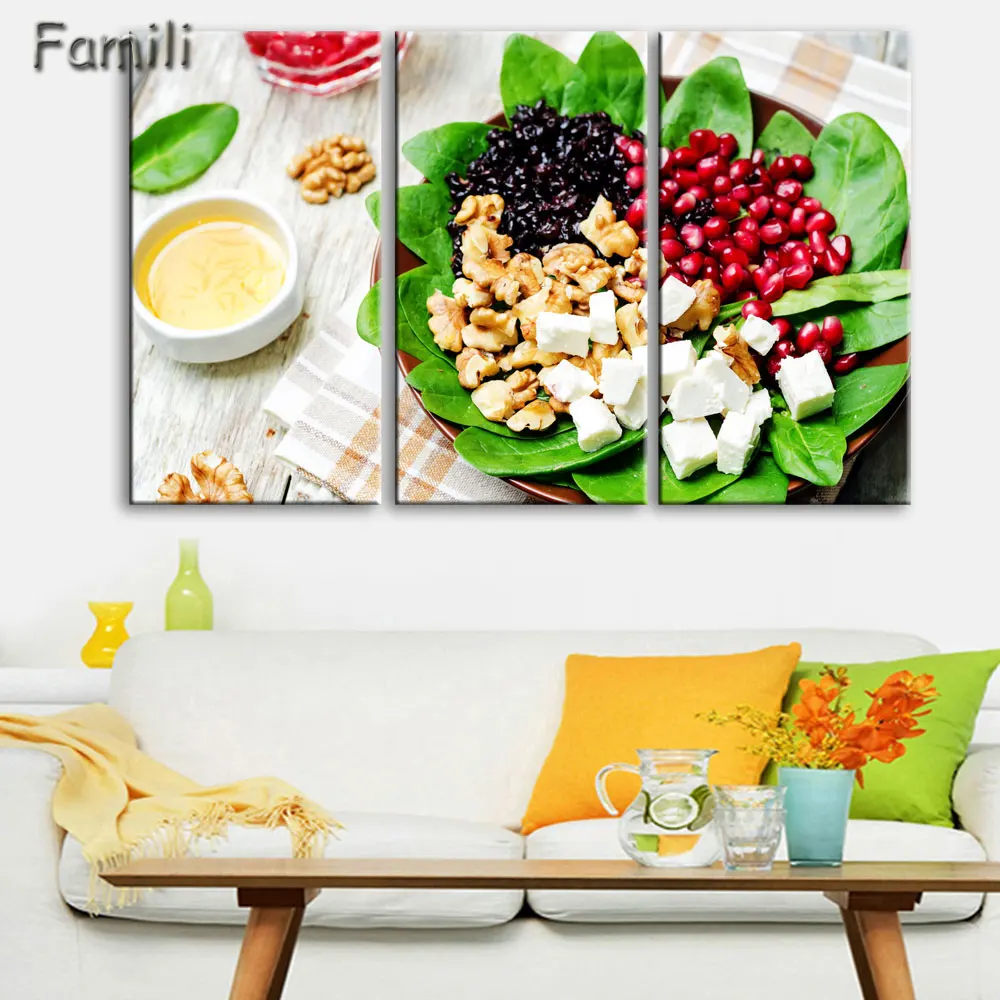 

3pcs Brown Various Colorful Herbs And Spices Wall Art Painting Picture Print On Canvas Food Artwork for Kitchen Decorative Hot G