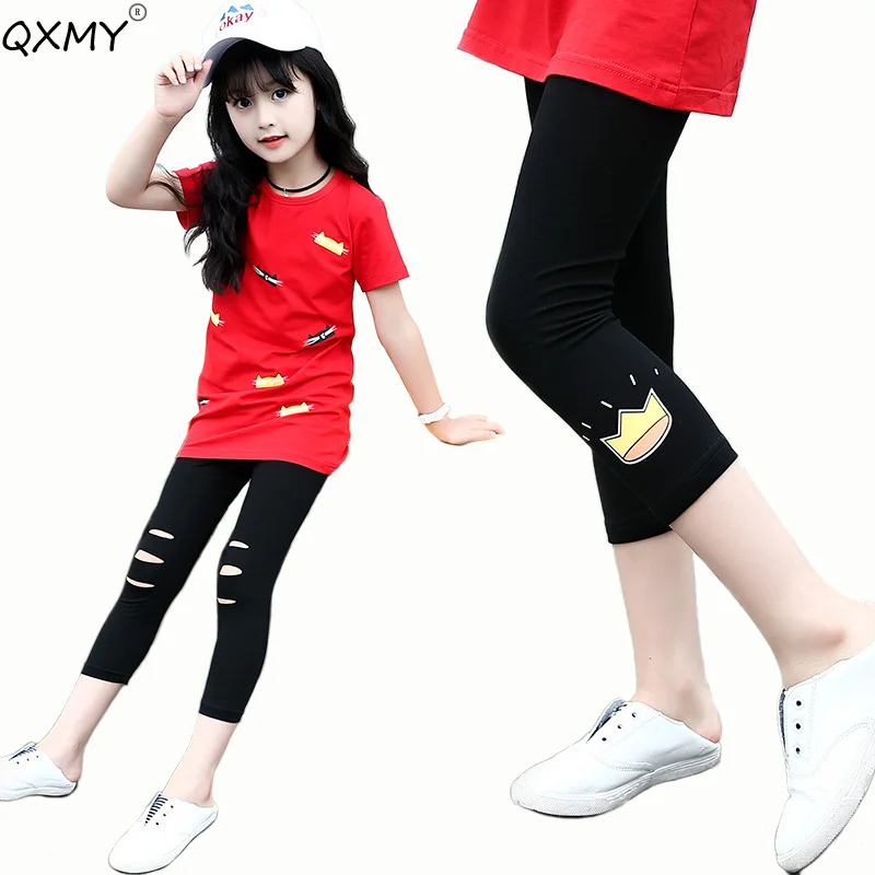 

Summer Girls Leggings hole Baby Teenagers Girls Pants Kids Children Modal Trousers Leggings 3-12T