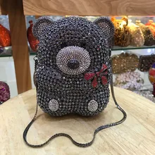 XIYUAN черный/Серебряный Fuschia Кристалл бриллиантовые вечерние сумки роскошный свадебный клатч сумка выпускного вечера вечерние сумочки клатчи кошелек