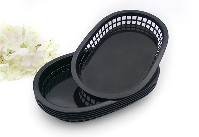 6 шт. пластиковые тарелки лоток быстрого питания блюдо для сервировки тарелки для пикника сэндвич Гамбургер сервировочный лоток Ресторан домашний бар инструмент - Цвет: Black