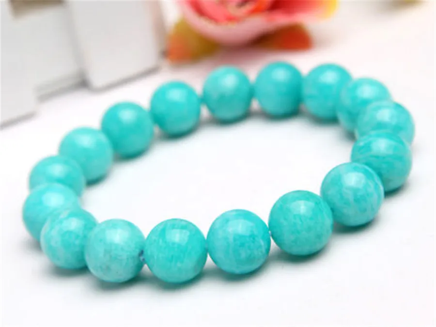 

13mm 100% Natural Mozambique Ice Amazonite Bracelets Gems Round Bead Bracelet Crystal Stretch Bracelets For Women Drop Shipping