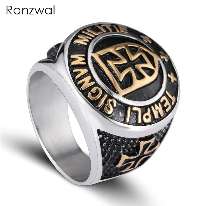 

Ranzwal Crusader Cross Stainless Steel Rings for Men Punk Rock Templar Knight Ring US SIZE 7~14 MRI085
