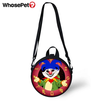 

FORUDESIGNS Women Round Shape Messenger Bags Funny Clown Animal Dogs Pattern Kindergarden Baby Shoulder Bags Girls Circular Bags