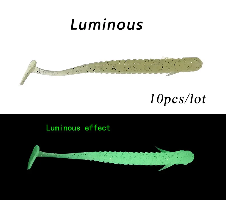 JACKFISH 10 шт. мягкие рыболовные силиконовые приманки Shad 7,5 см 2 г плавающая приманка яркая приманка для щуки и окуня искусственная приманка Рыболовная Снасть - Цвет: Luminous