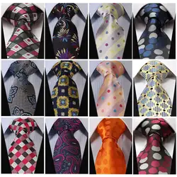QA Check горошек Пейсли Цветочный в полоску Твердые 100% "3,4 шелк Свадебная вечеринка жаккардовые Классические для мужчин галстук