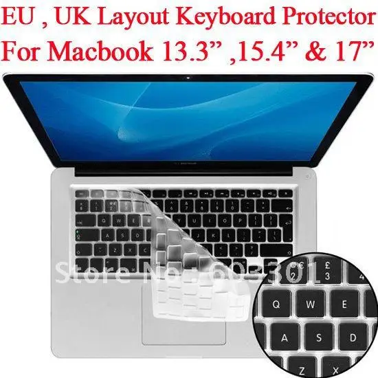 10 шт./лот Защита клавиатуры для Macbook Pro 13," 15,4" и 1" версия ЕС/Великобритании с английским языком печати, много цветов