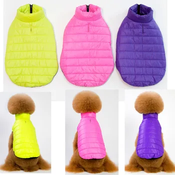 

Padded Vest Trench Coat Winter Warm Solid Lightweight Bread Designs Dog Clothes O-neck High Collar Windproof Outerwear Dachshund