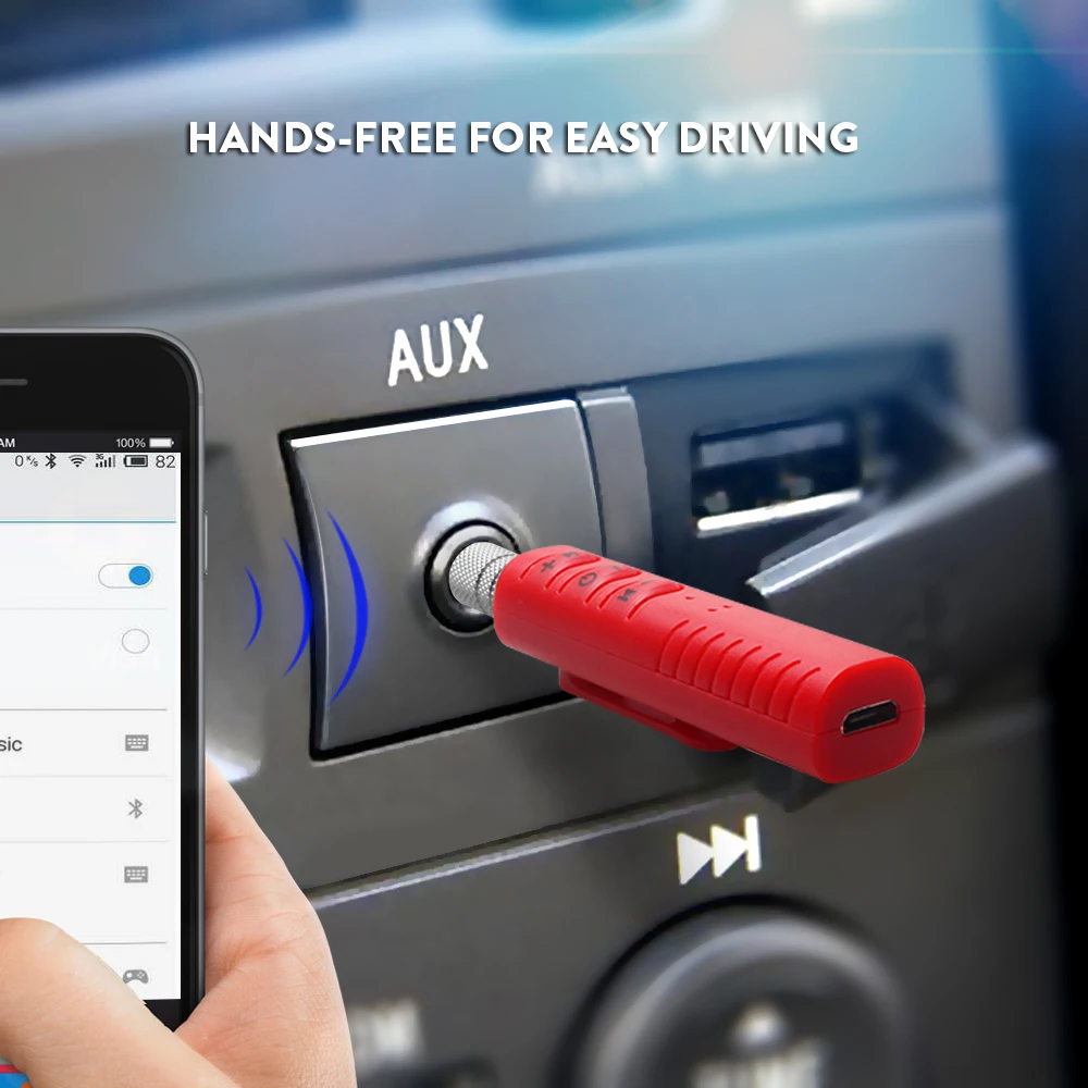 Rylybons Автомобильный Bluetooth Aux jack Handsfree музыкальный приемник Bluetooth Aux аудио приемник адаптер 4,1 Bluetooth HandsFree автомобильный комплект