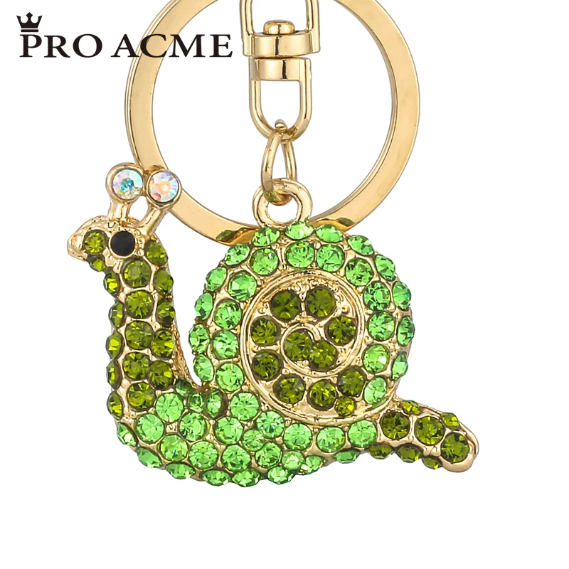 Pro Acme Novelty Snails Rhinestone Keychain Women Bag Chams Pendant Key