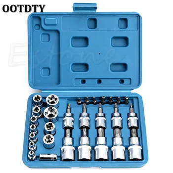 

OOTDTY New 29PCS Torx Socket Bit Set 1/4" 3/8" 1/2" Chrome Vanadium Bright Chrome