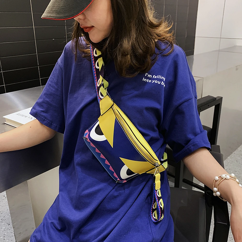 Новая женская поясная сумка с милым кожаным граффити пакет сумка через плечо дорожная мешочки для телефона Мода