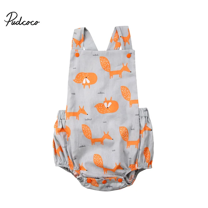 

2018 Cute Newborn Baby Girls Rompers Clothes Set Bebes Fox Ruffled Romper Playsuit One Pieces Outfit Sunsuit 0-24M