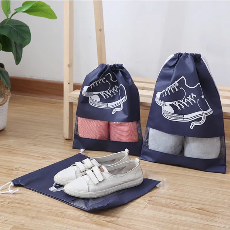 1pcs Drawstring Shoes Storage Bag Travel Storage Organizer Portable Package Bags Waterproof Wardrobe Home Non-Woven Pouch