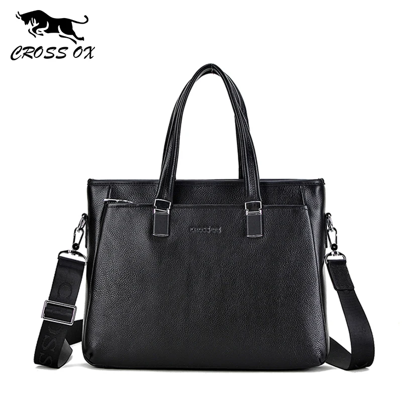 

CROSS OX 2018 Design Men Handbag Briefcase Portfolio For Men Satchel Genuine Leather Shoulder Bags For Men 14' Laptop Bag HB558M
