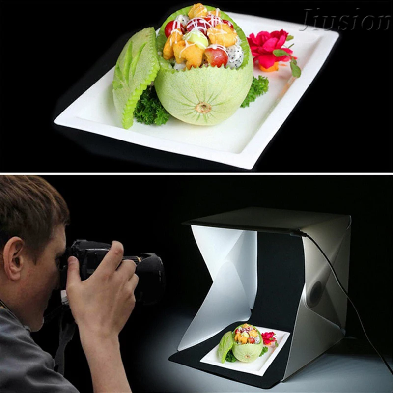 Portable Photo Studio Shooting Tent Foldable Built-in LED Light Box Softbox Kit with 2 Backdrops(White Black)for Photography