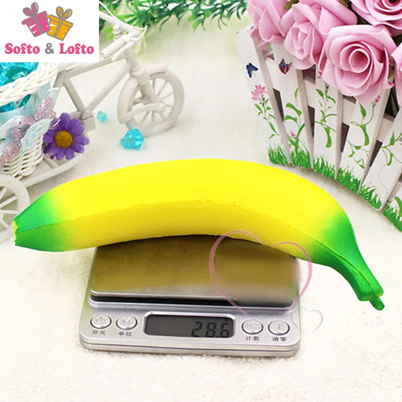 

One piece artificial fruit banana toy simulation slow rebound model fruit bread cake shop display children education vent toy