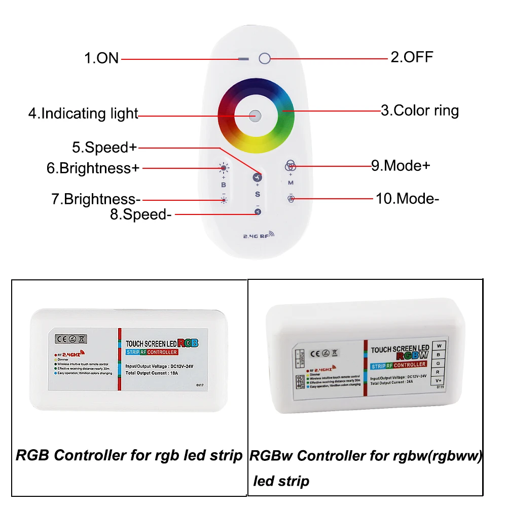 4в1 5050 RGBW/RGBWW гибкая светодиодная лента с 2,4G сенсорным РЧ пультом дистанционного управления+ 12 В адаптер питания+ усилитель 5 м/10 м/20 м