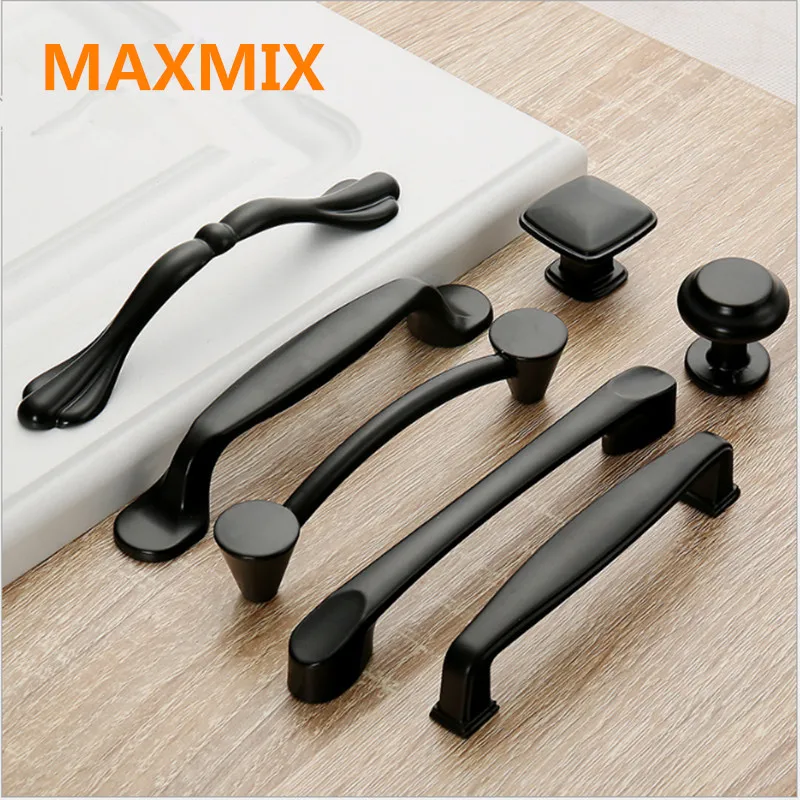 Aluminum alloy Black furniture door handle modern Simple drawer