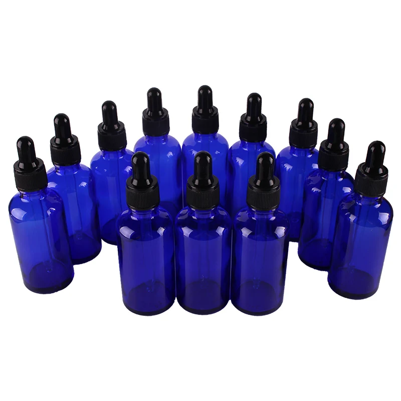 Download 12pcs 50ml Cobalt Blue Glass Dropper Bottles with Pipette for essential oils aromatherapy lab ...