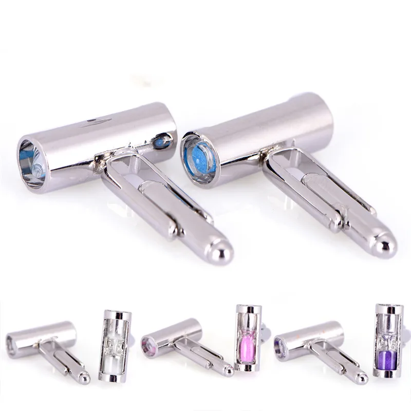 2017 Cufflinks Stainless Steel Crystal Hourglass of Time Cuff Links Wedding Gift Mens CuffLinks Gorgeous Multi-Color