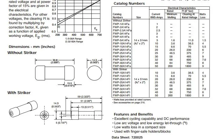 BUSSMANN FWP-40A14FI 40A 14*51 мм 700 В быстро предохранитель импорта