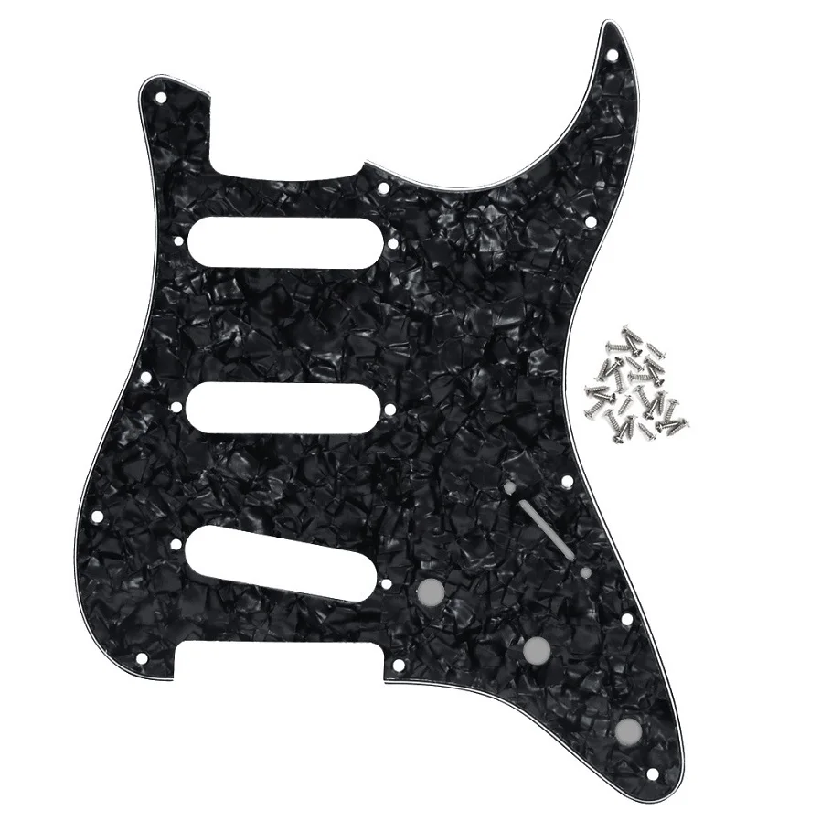 FLEOR 1 шт. Страт накладка на гитару sss pick Guard Scartch Plate w/pick guard винты для 11 отверстий гитарных частей, 20 цветов на выбор - Цвет: Black Pearl