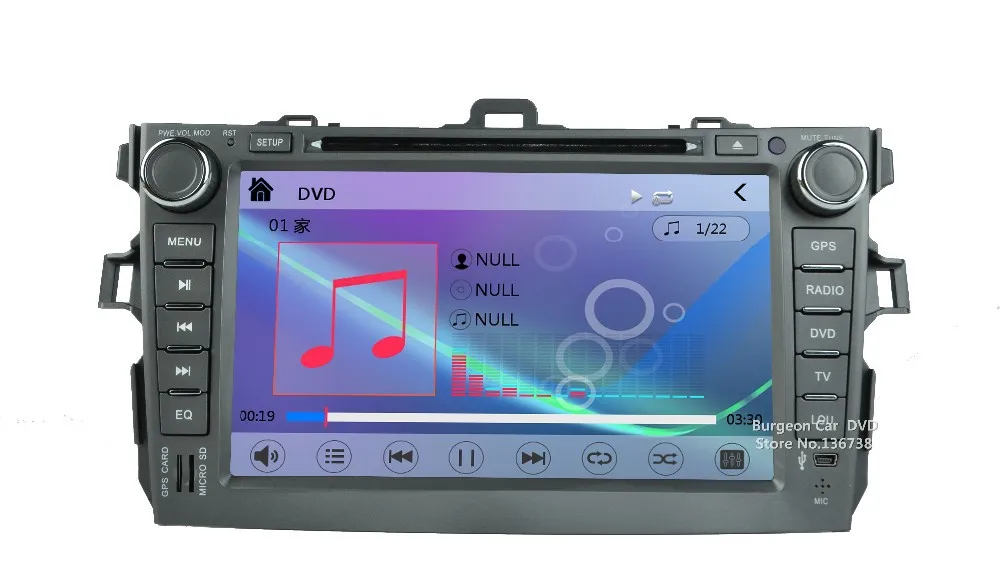 Top Car DVD Player for Toyota Corolla 2007-2011 Touch Screen Bluetooth USB SD iPhone 3G WiFi GPS Navigation Radio Central Multimidia 34