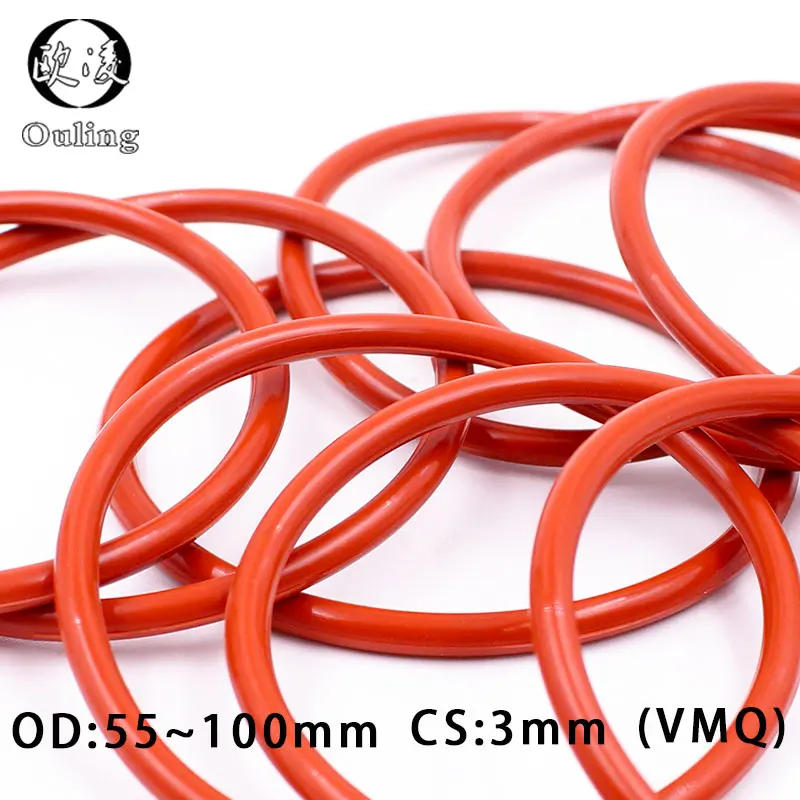 

Red Silicone Rings Silicon/VMQ O ring 3mm Thickness OD55/60/100*3mm Rubber O-ring Seal Silicone Sealing Gaskets Sanitary Washer